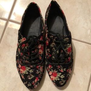 Suede Floral Oxfords